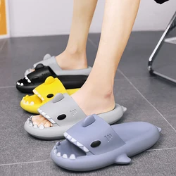 New Men's Flip Flops Slippers Cute Shark Solid Color Elastic Sandals Non-slip Lightweight Indoor Household Funny Sandals Shoes