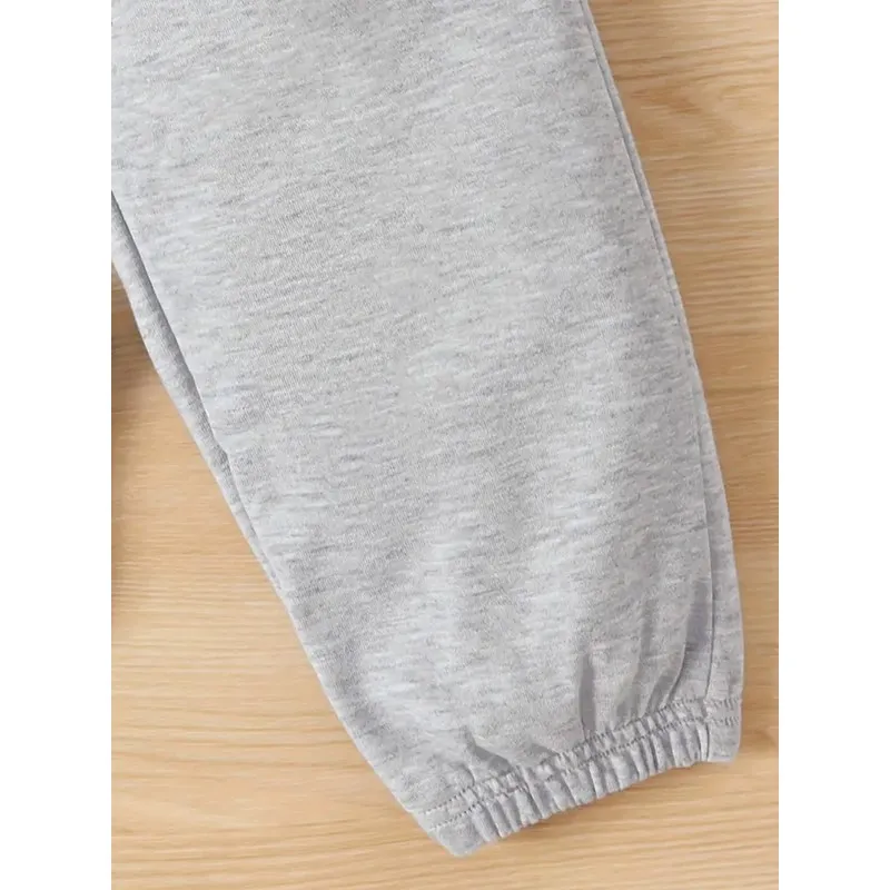Women Solid Color Jogger Pants Elastic Waist Loose Casual Sweatpants with Side Pockets, 2 Colors Heather Gray & Black