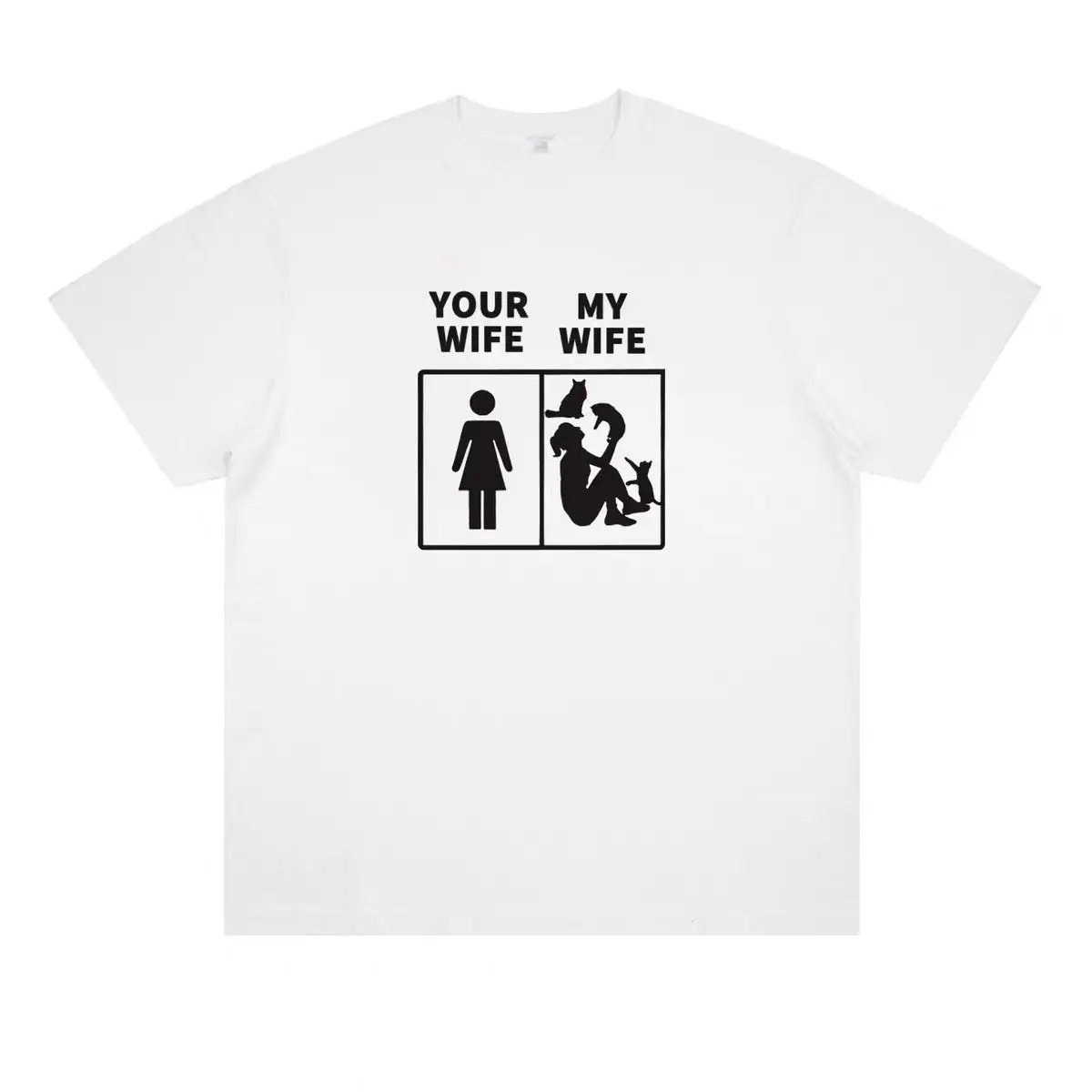 TU WIFE MY WIFE Camiseta de manga corta neutra de género para hombres y mujeres con estampado divertido Original, top de moda