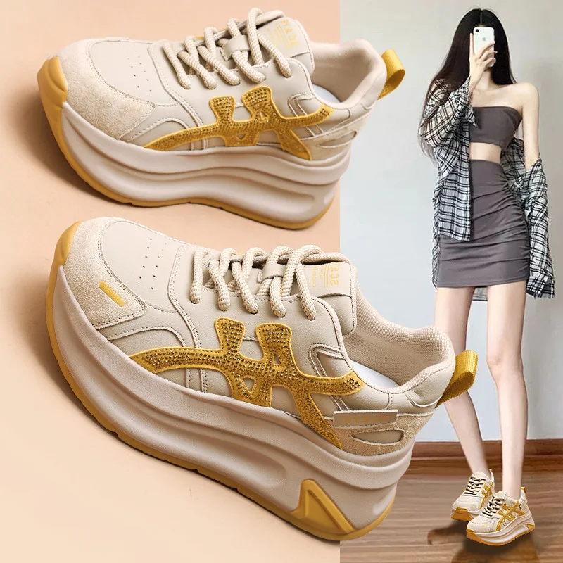 

Осень 2022, новая женская обувь Форрест Гамп на толстой подошве Water Diamond, повседневная модная и женская обувь в стиле ретро, увеличивающая рост