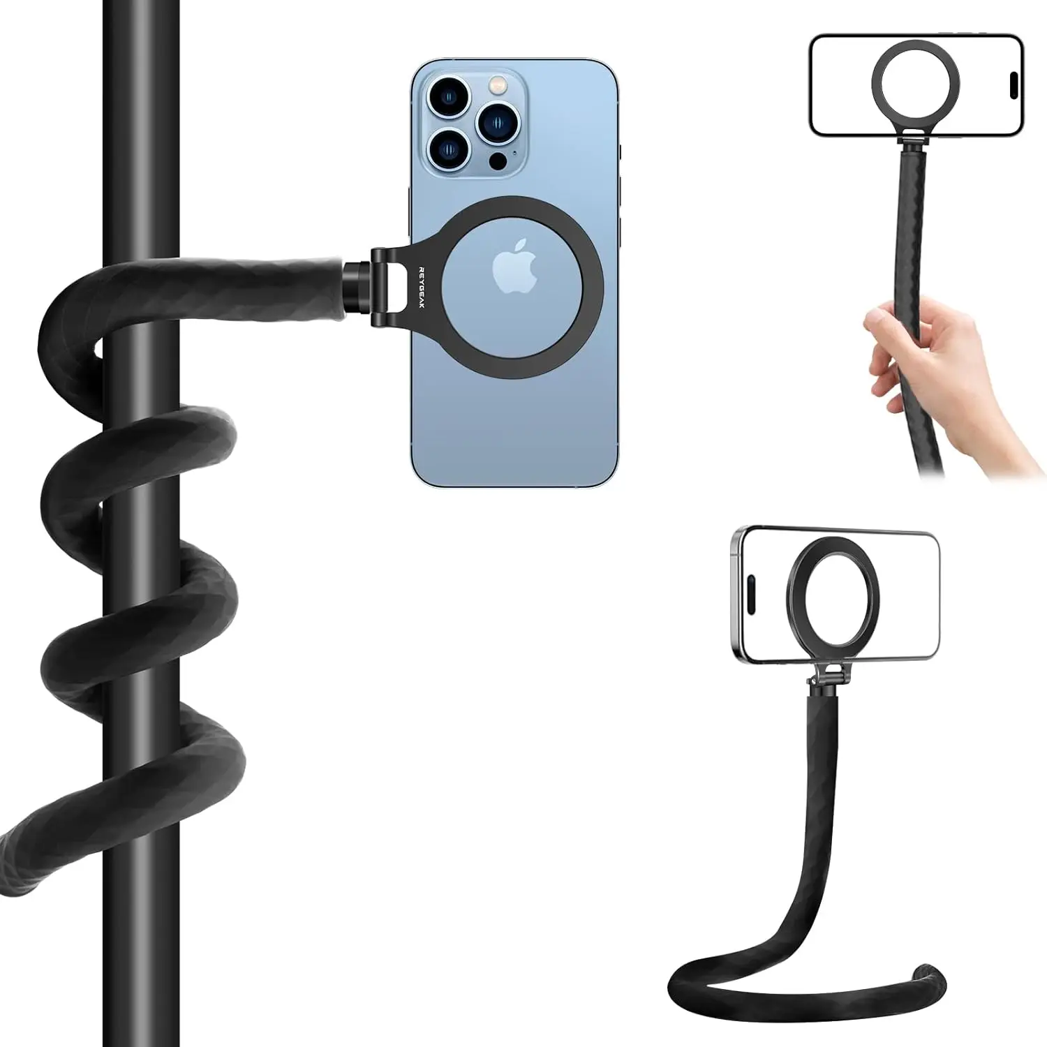 Magnetic Phone Holder with 1/4 Screw Flexible Tripod Phone Stand Stick Pole for Magsafe IPhone Samsung Bendable Phone Holder