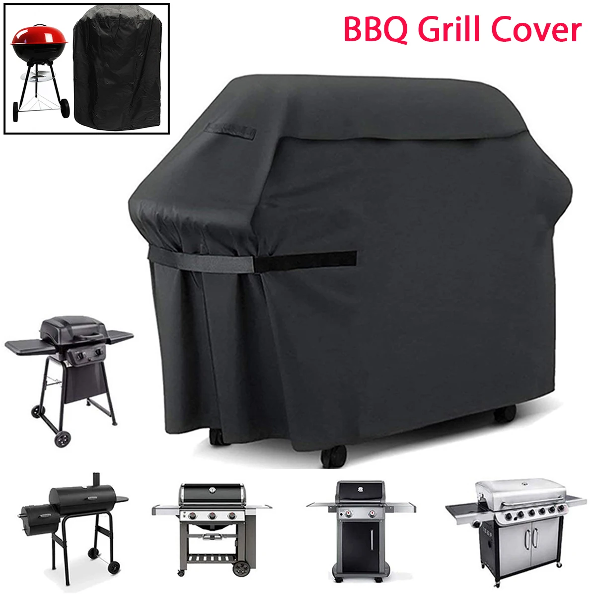 BBQ Grill Cover 210D Oxford Outdoor Barbecue BBQ Covers Heavy Duty Waterproof Dust-proof Protective Cover Kitchen Accessories