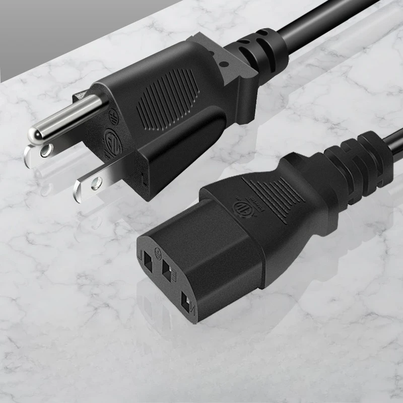 1.5m 5FT 3 Pin  60C 300V US Plug Universal Power Cord Cable For NEMA 5-15P To IEC320C13 Black PWC75A150US For 200-300W