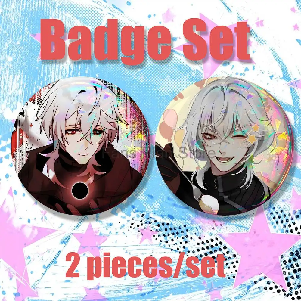 D-Date With D-Death Casper Brooches For Backpack Accessories 25,32,44,58,75mm Round Enamel Pins 2-piece Set Cartoon Anime Badge