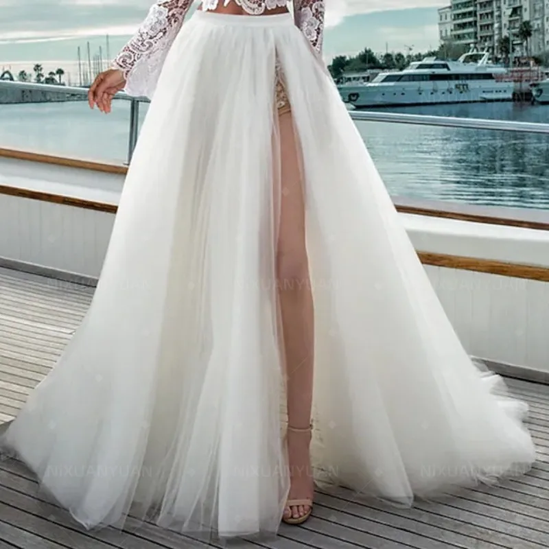 Robe de Mariée avec Traîne Amovible, 3 Couches de Tulle Perfect, Jupe de Mariée