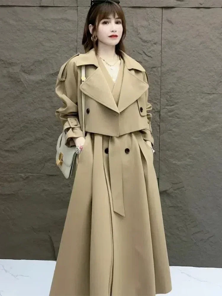 

QNPQYX New Women Blazers Dress Two-piece Suit Fashion Long Sleeveless Mid Dress Set Spring Autumn Loose Two Piece Set for Women