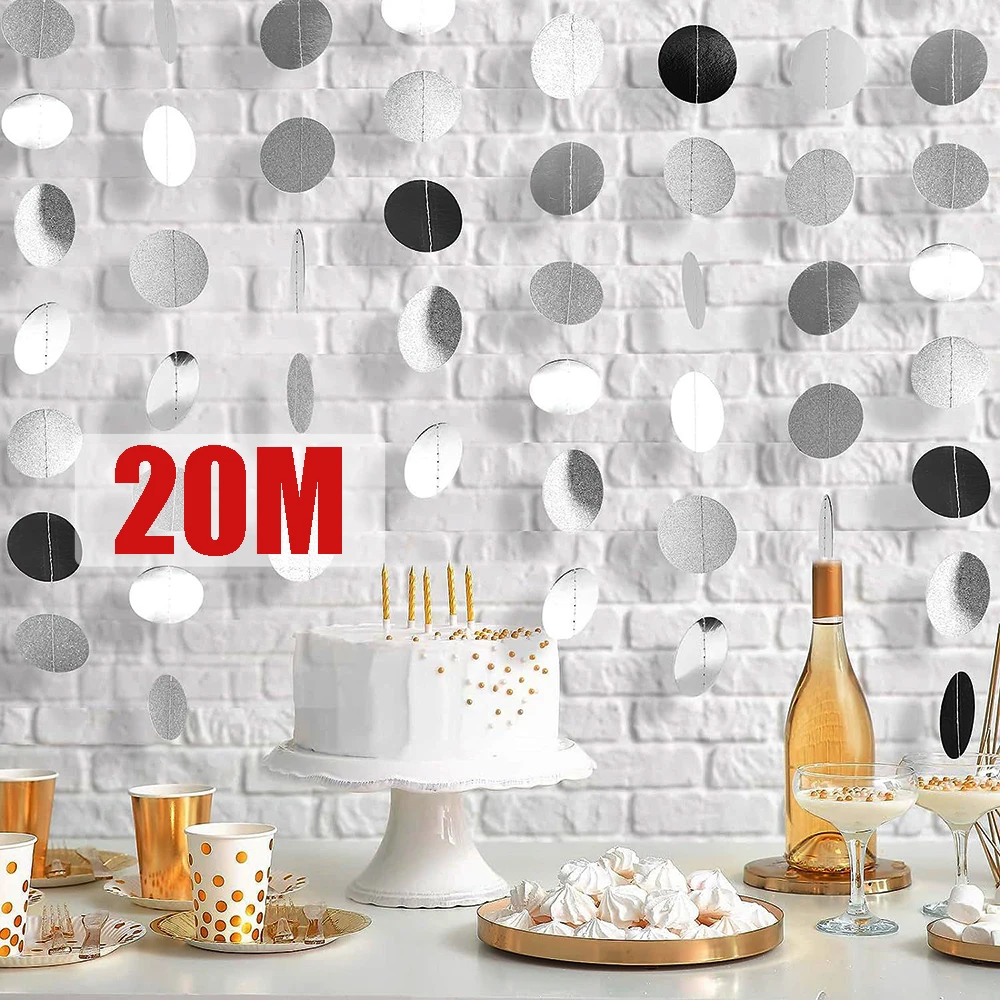 

5pack Glitter Sliver Paper String Garland Hanging Banner for Baby Shower Birthday Wedding Kids Room Wall Party DIY Decorations