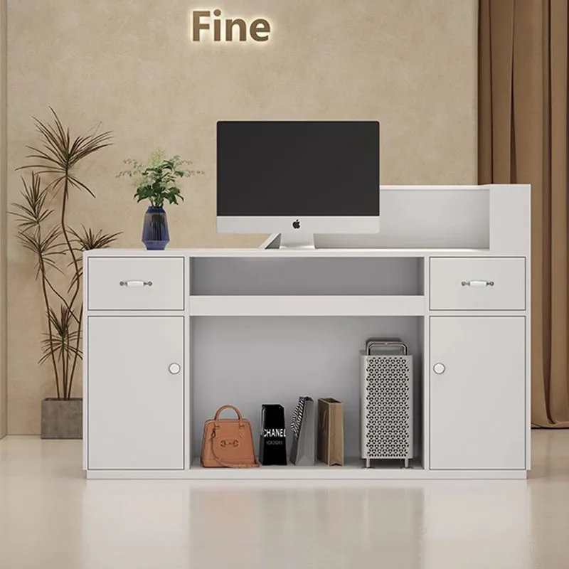 مكاتب الاستقبال البيضاء الحديثة متجر الجمال بار فاخر فندق مطعم مكاتب الاستقبال التنفيذية عرض مكتب الأثاث العصري #6