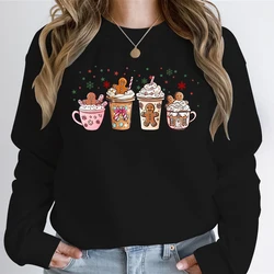 Pink Gingerbread Coffee Christmas Hoodie Women's Sportswear Harajuku Street Oversized Christmas New Street Y2k Top Men Clothing