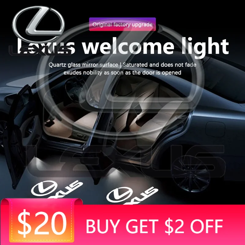 

Emblems LED Car Door Logo Projector Lamps Welcome Light For Lexus ES250 ES300 350 RX300 LX450 LX570 RC ES RX GX LS LX Car Acces