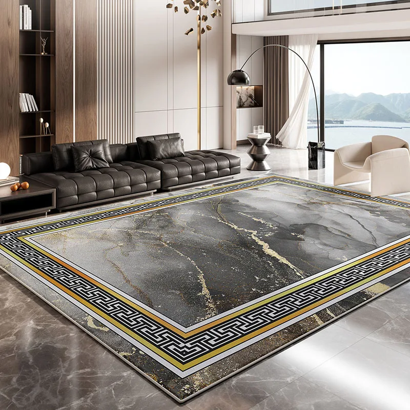 

Ковер с черным мраморным узором для гостиной, минималистичный, для спальни, большой размер, современный, роскошный, для офиса, нескользящий, для пола