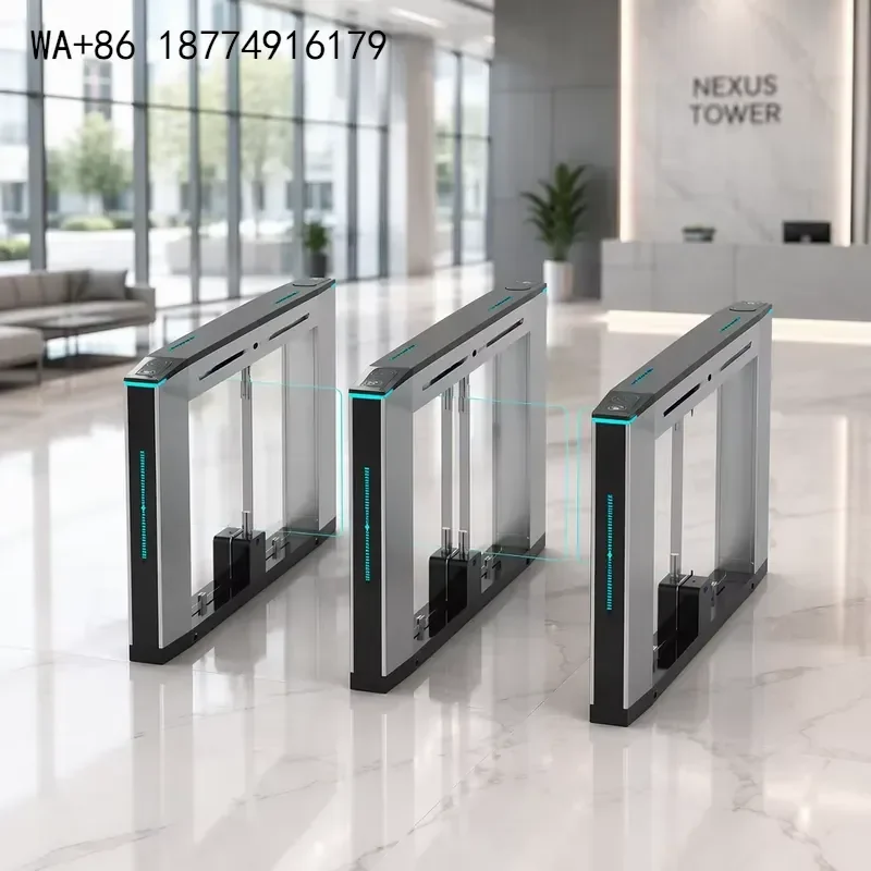 wmwmnu Half Height Speed Gate Turnstile QR Code Face Recognition Fingerprint RFID IC Card Access Control 2-Way Anti