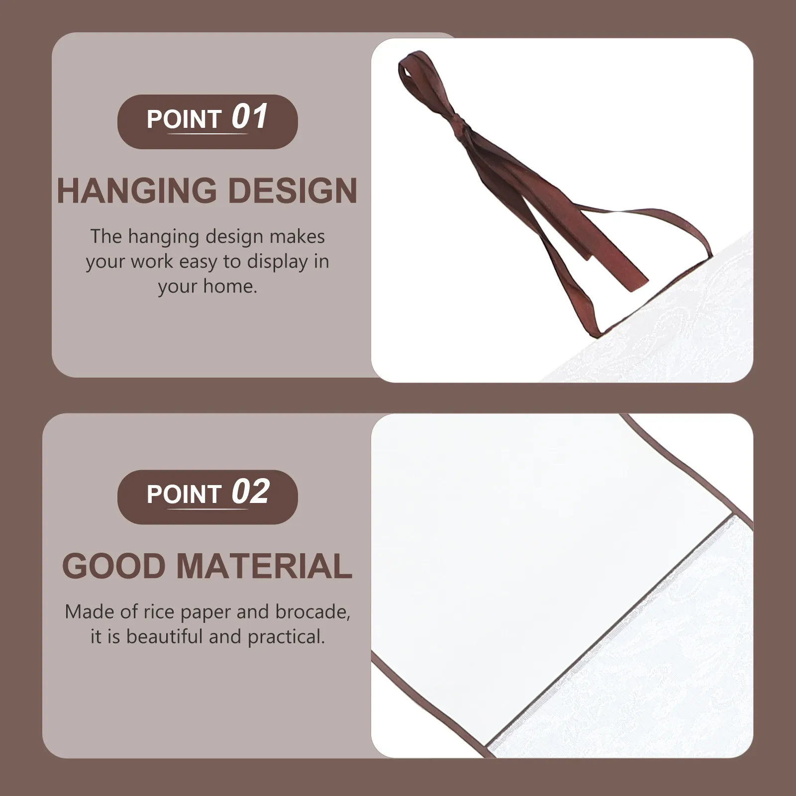 

2 шт. пустых подвесных свитков для китайской каллиграфии и живописи, рисовая бумага, декор для стен, легкие и портативные