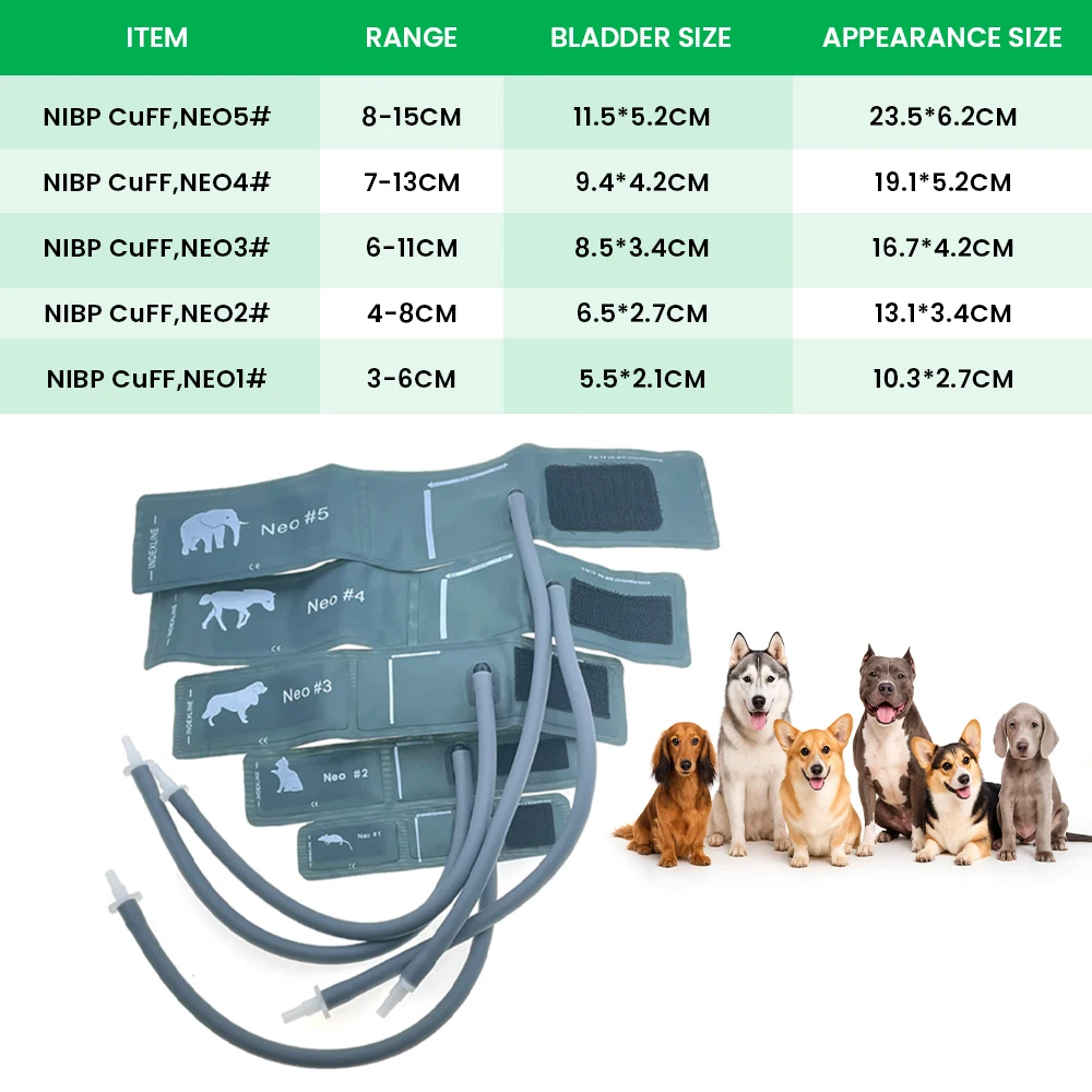 Multi Sized Veterinary Blood Pressure Cuff Animal Pet NIBP Cuff Accessories for Blood Pressure Monitor