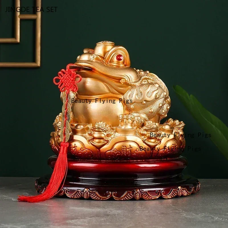 Crapaud porte-bonheur en résine, ornement de salon et de bureau, figures d'épargne de style chinois, artisanat décoratif de caissier, cadeau d'ouverture, nouveau, 1 pièce