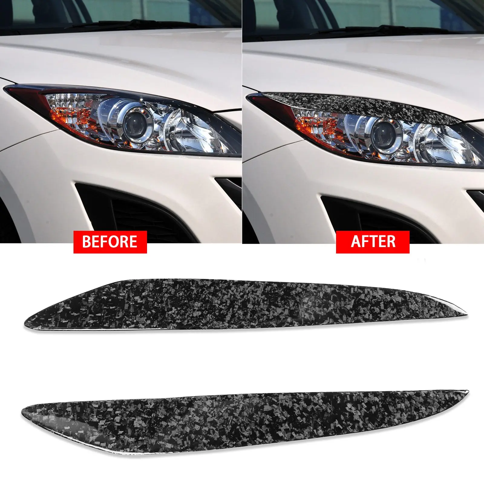 

Forged Carbon Fiber Headlight Eyelids Eyebrow Trim For Mazda 3 Mazda3 JDM 10-13