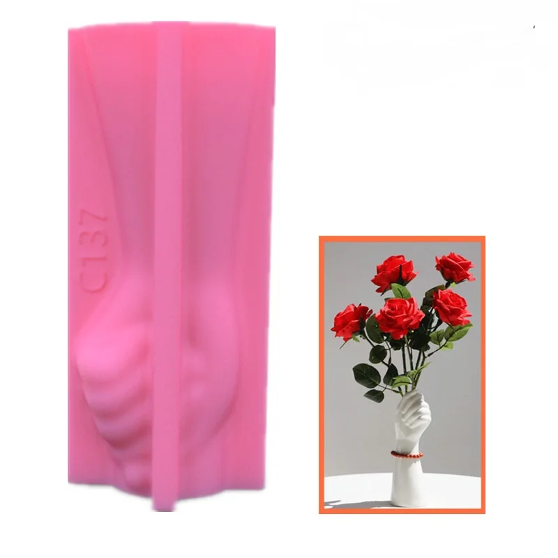 Holding Bouquet Silicone Mold for Handmade Desktop Decoration Gypsum Flowerpot Pen Case Silicone Mould Handicrafts Making Tool