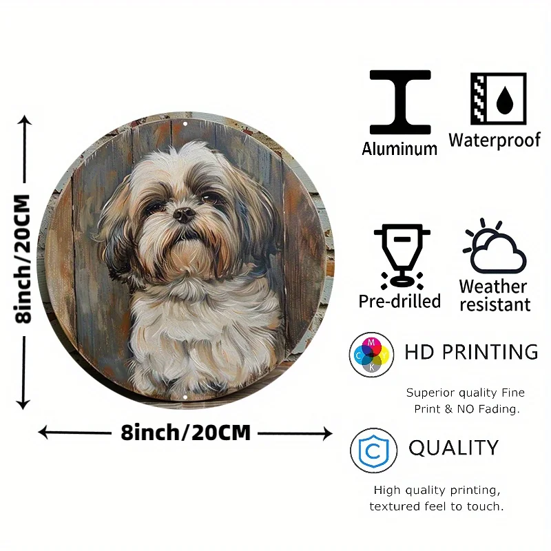 Shih Tzu Dog Aluminum Wall Sign, UV and Scratch Resistant, Easy-Hang, Outdoor and Indoor Decor, Art Display, Cute