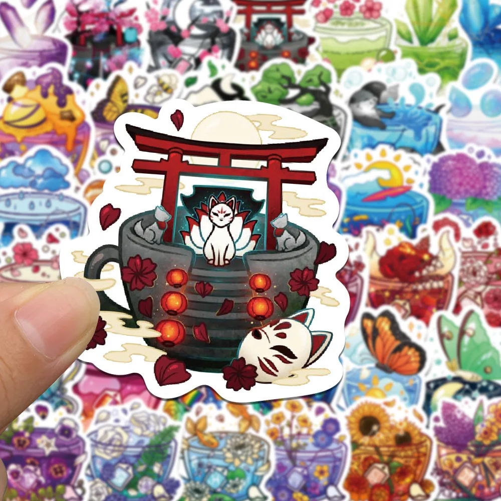 

10/30/50pcs INS Style Cute Flower Drink Stickers Aesthetic Cartoon Decals DIY Stationery Phone Fridge Decoration Sticker Kid Toy