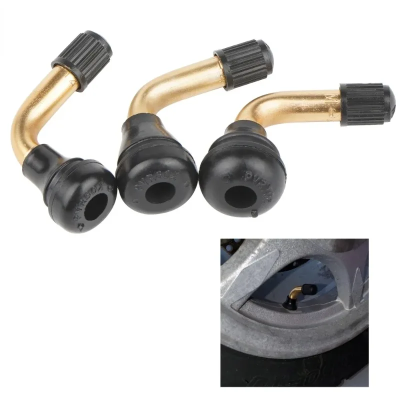 100 Pieces For Tubeless Tire Rim Scooter Motorcycle PVR50 PVR60 PVR70 Snap-in Rubber Base 90 Degree Tire Valve Stems with Caps