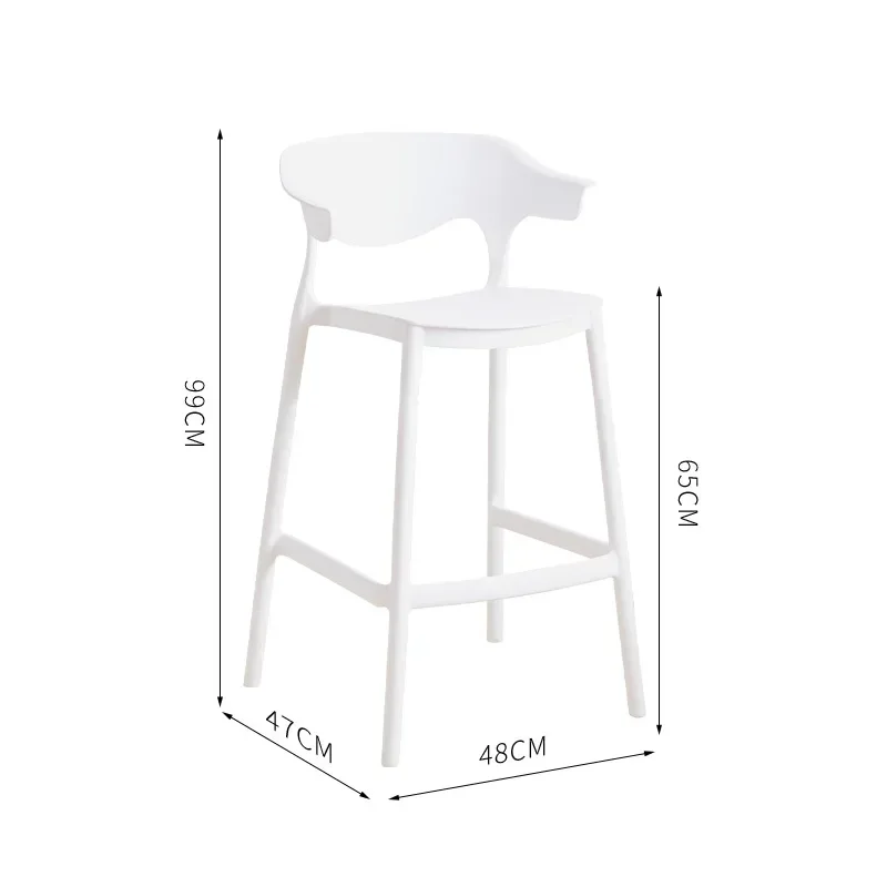 Nordic minimalist outdoor plastic back bar chair with stackable designer high stools
