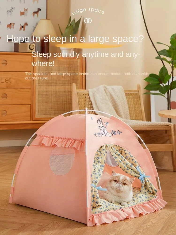 Cat nest tent, summer mat, detachable, washable, closed net red cat, princess, dog bed, four seasons universal pet bed