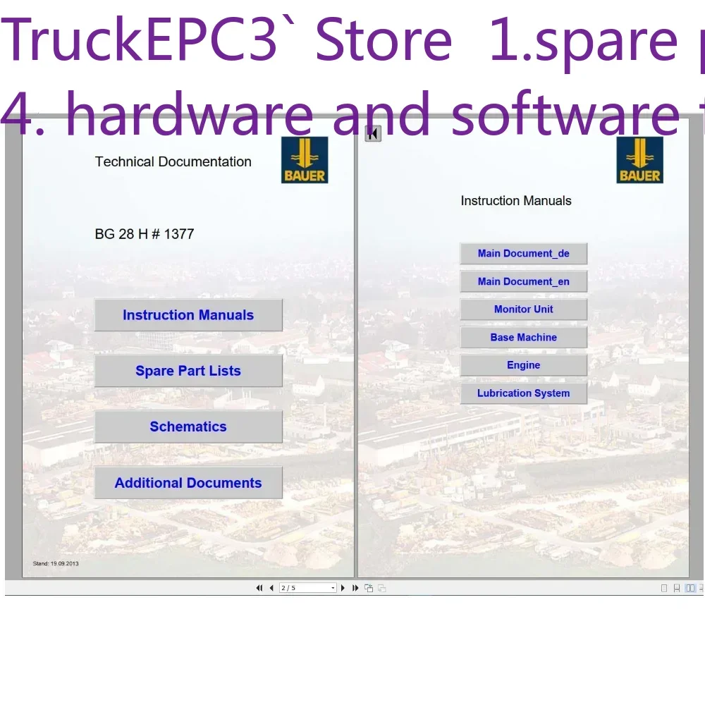 

TruckEPC3 Сверлильный станок Bauer Foundation Полная все модели запасных частей, руководства по инструкции, руководство по схемам DVD