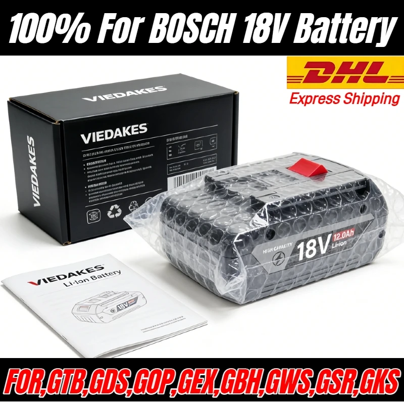

12000mAh for bosch 18v battery power for all 18v GTB,GDS,GOP,GEX,GBH,GWS,GSR,GKS power tools with Power indicator light