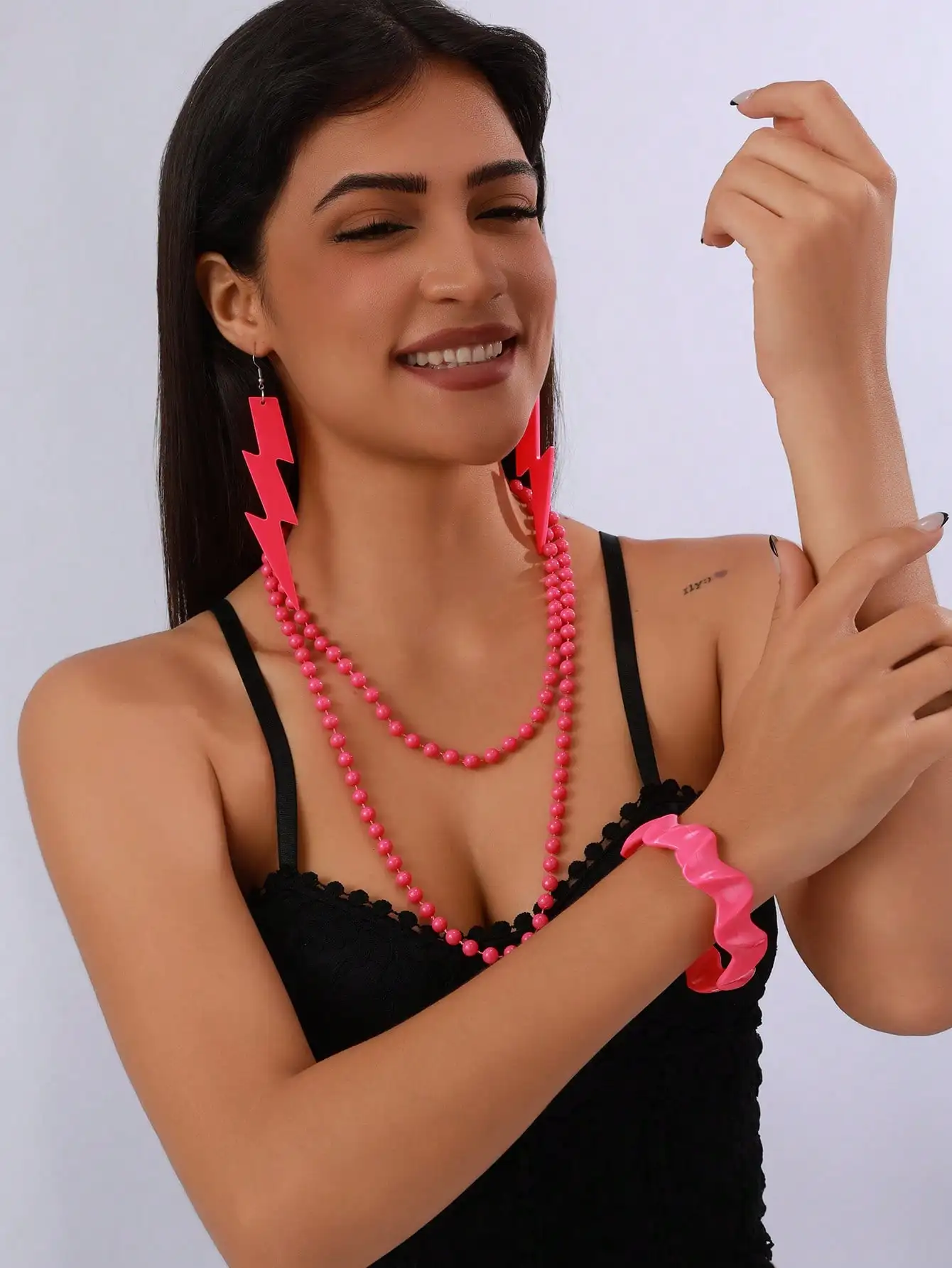 3Pcs Acrylic Necklace, Bracelet, and Earring Set, Suitable for Party Outfits, Fashionable Wear, Party Accessories, Birthday Gifts, Halloween Midnight Parties