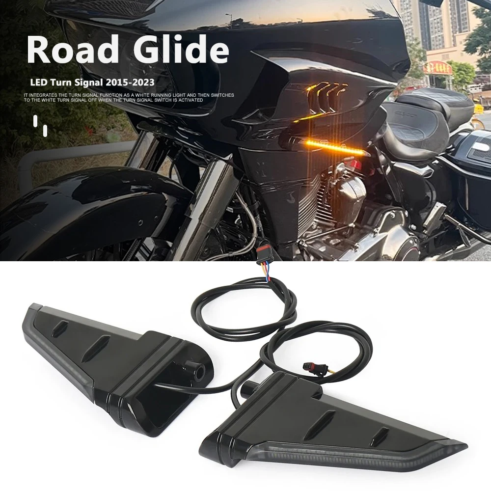 

Motorcycle Front Side Turn Signal Indicator Running Amber/White LED Lights For CVO Road Glide Ultra FLTRUSE Custom FLTRXSE