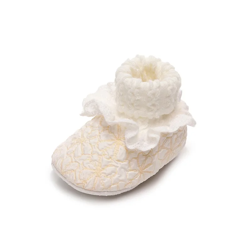 Adorable Baby Girl Ruffle Sock Shoes with Non-slip Sole Cozy Flats for Newborns and Infants Cute Warm Walking Footwear