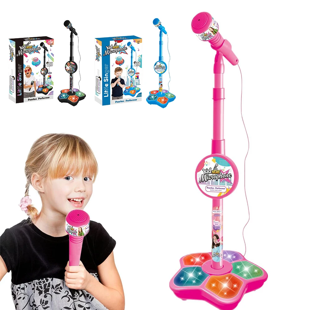 Kids Microphone with Stand Karaoke Song Music Instrument Toys Brain-Training Educational Toy Birthday Gift for Girl Boy