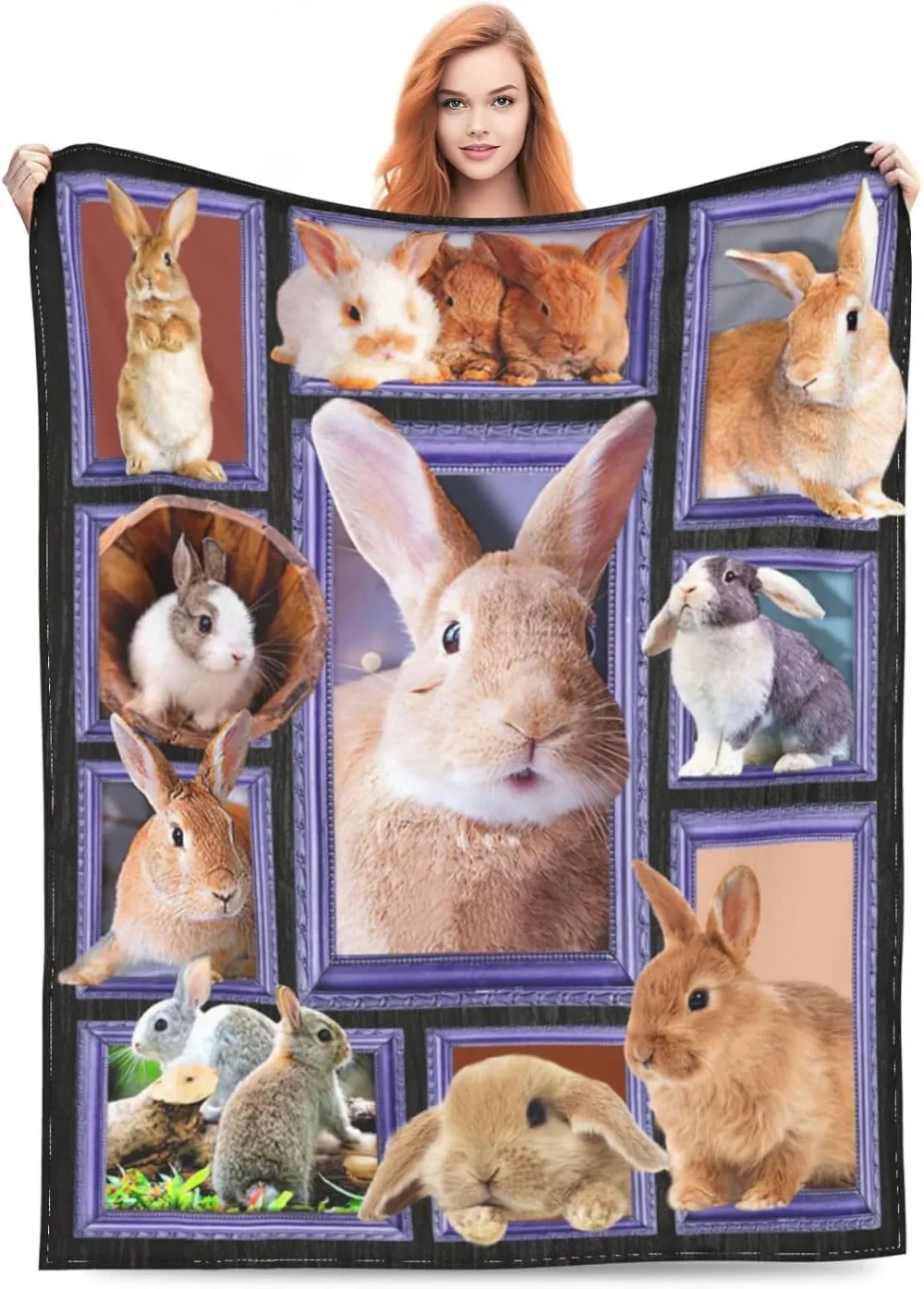 Easter Rabbit Blanket Bunny Decor Soft Plush Lightweight  Animals Blanket Rabbit Gifts for Women Girls Boys Men Kids for Season