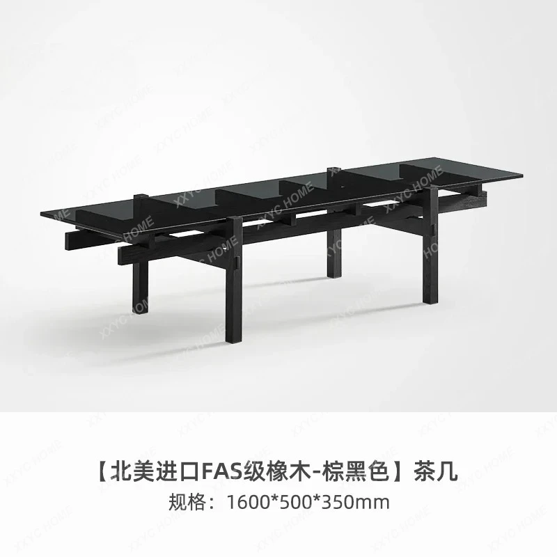 XM Solid Wood Coffee Table Glass Modern Log Wind Living Room Simple Tea Table