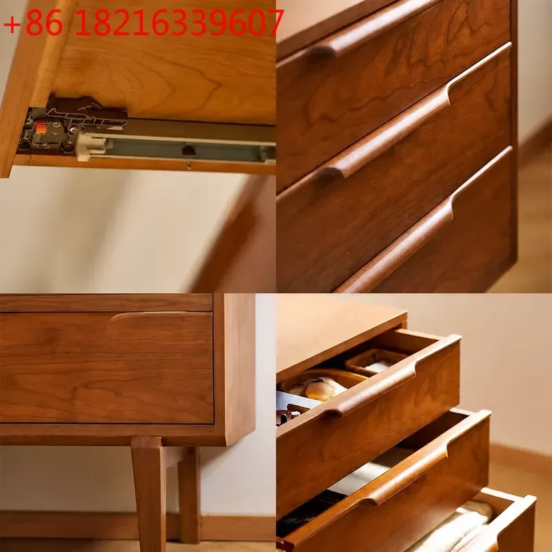 YAO Retro Solid Wood Six Drawer Chest Bedside Cabinet Japanese Style Storage Unit for Bedroom Home Porch Locker Organization