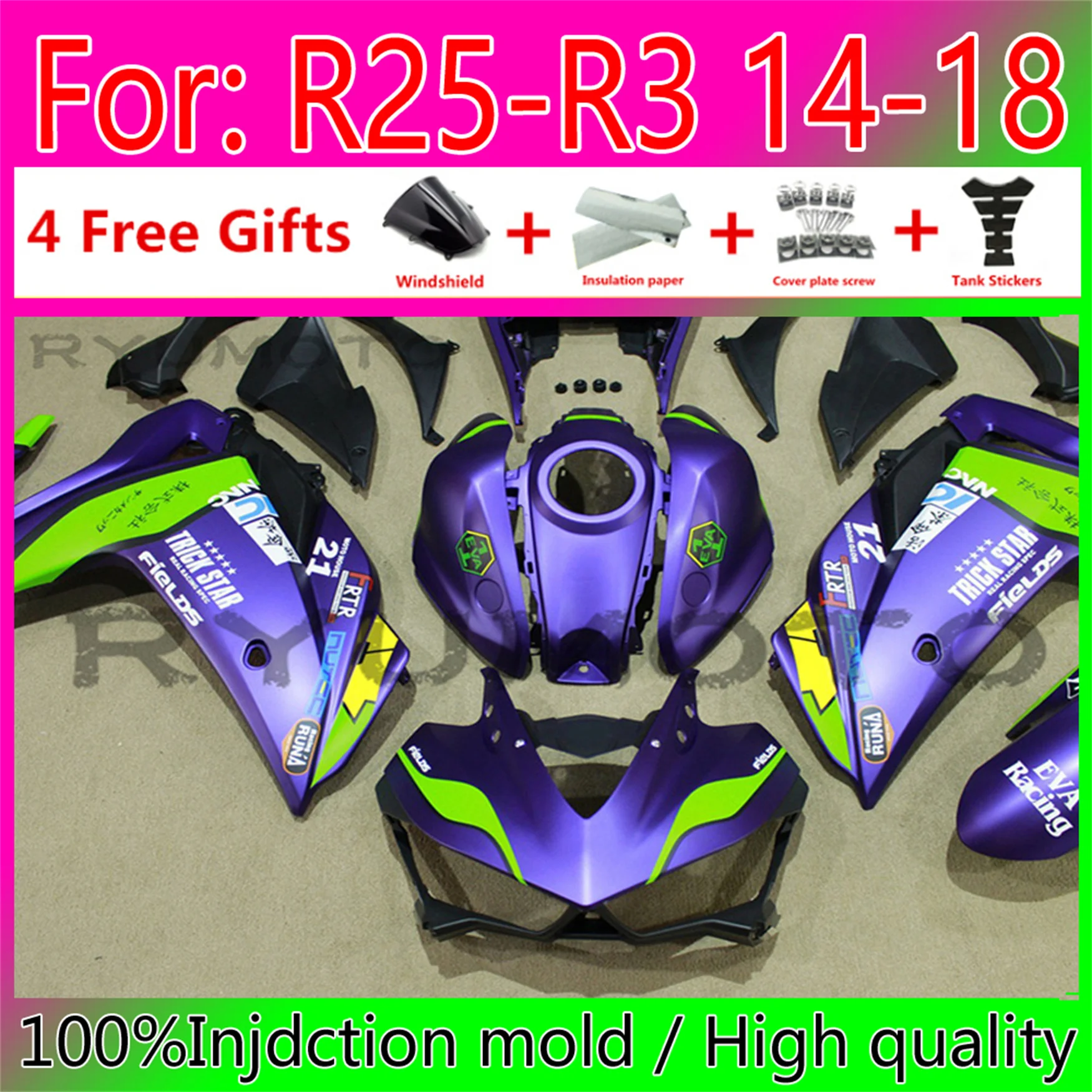 

New ABS Motorcycle Full Fairings Kit Fit For Yamaha YZF R3 2015 2016 2017 2018 YZF R25 15 16 17 18