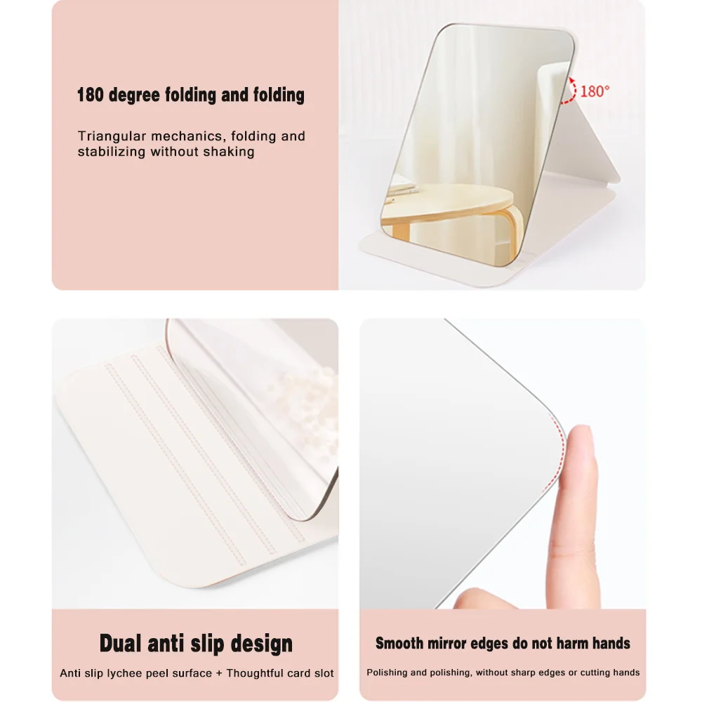 مرآة مكياج قابلة للطي لسطح المكتب، مرآة جيب محمولة بطباعة إبداعية، أداة محمولة غير قابلة للانزلاق، نمط حروف الهالوين