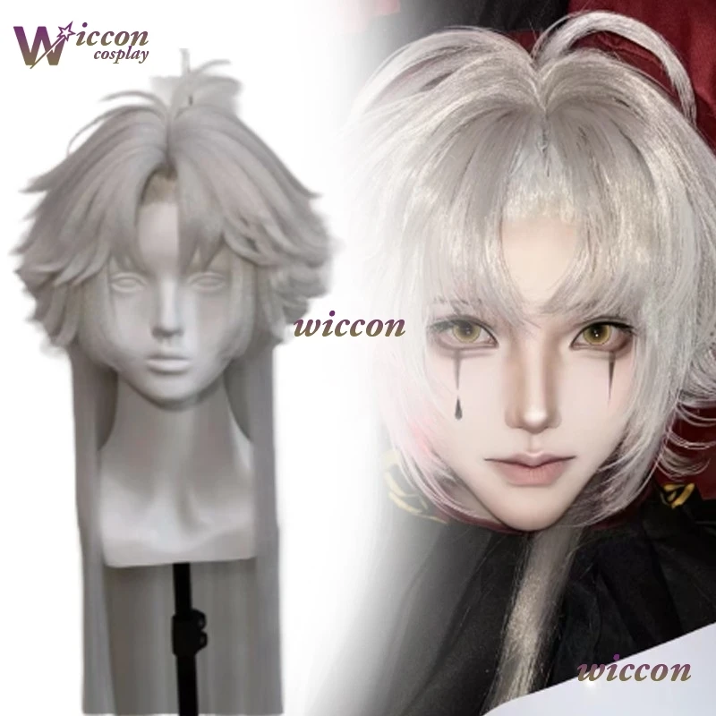 Youk The Freak Circus Pierrot Clown Full Set Cosplay Wig Harlequinnn Cosplay Wig Black Hair Women Men Halloween Roleplay