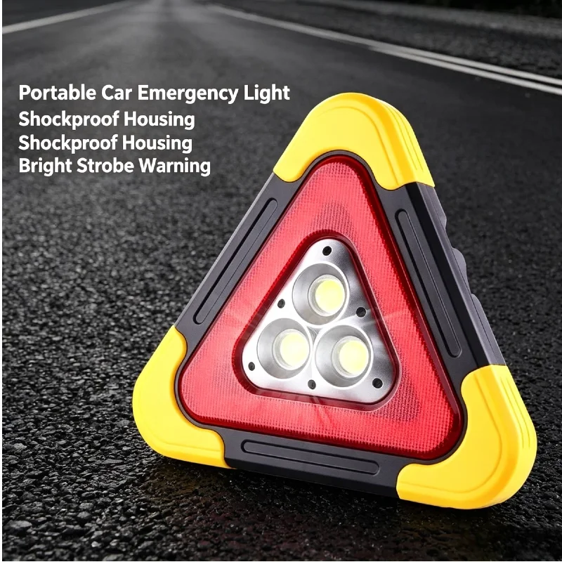Emergency Triangle Warning Light 3 in 1 Solar Powered Portable Safety Breakdown Lamp for Car Camping