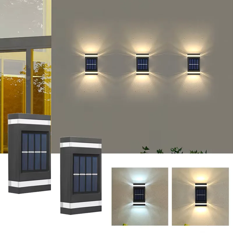 

6 LED Solar Wall Lamps Up And Down Lighting Solar Light Outdoor Waterproof Porch Lights for Garden Decorative Yard Fence
