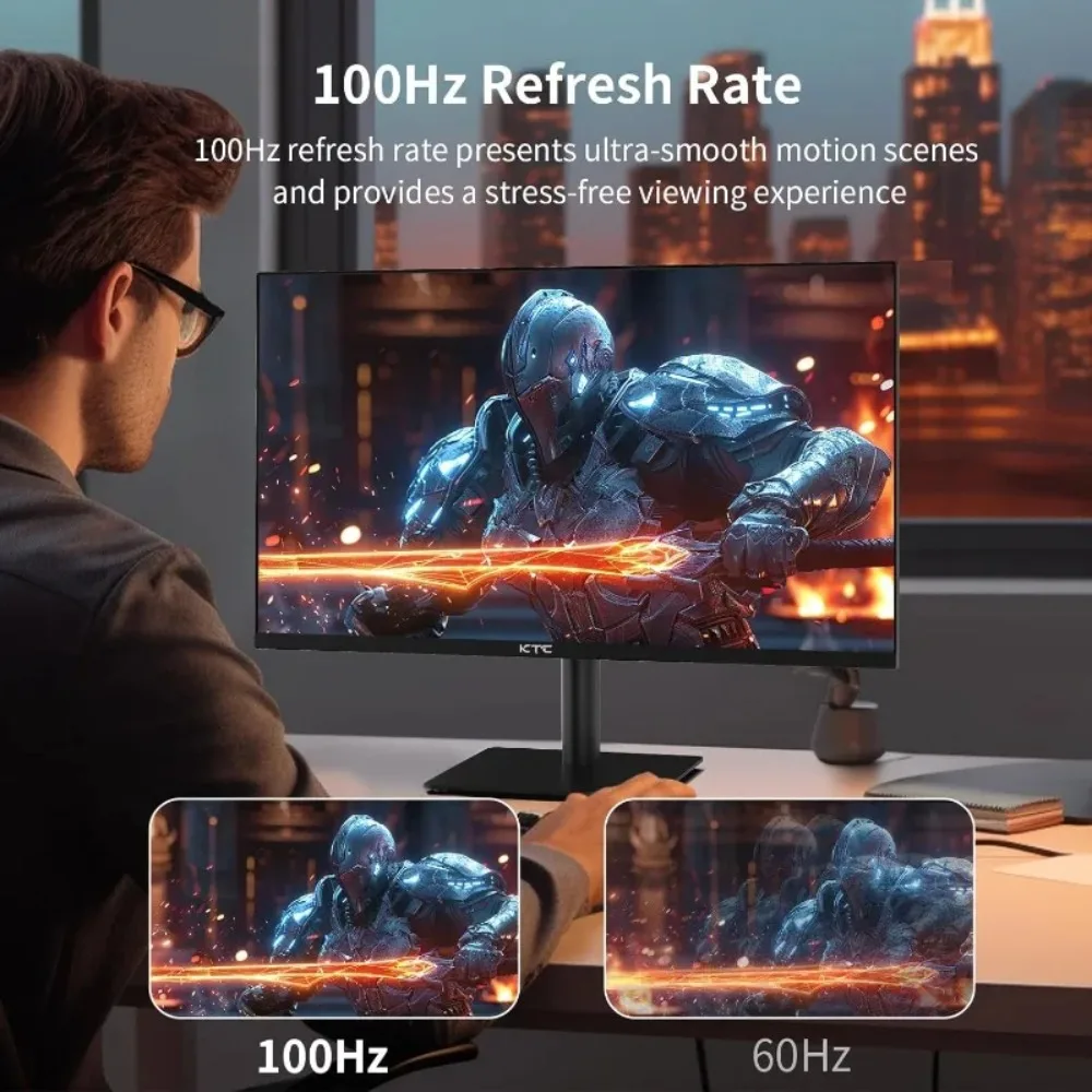 

27-дюймовый QHD монитор для компьютера, 2K 100Hz IPS игровой монитор, 1440P безрамочный монитор для ПК и офиса с защитой зрения, HDMI/DP, FreeSync