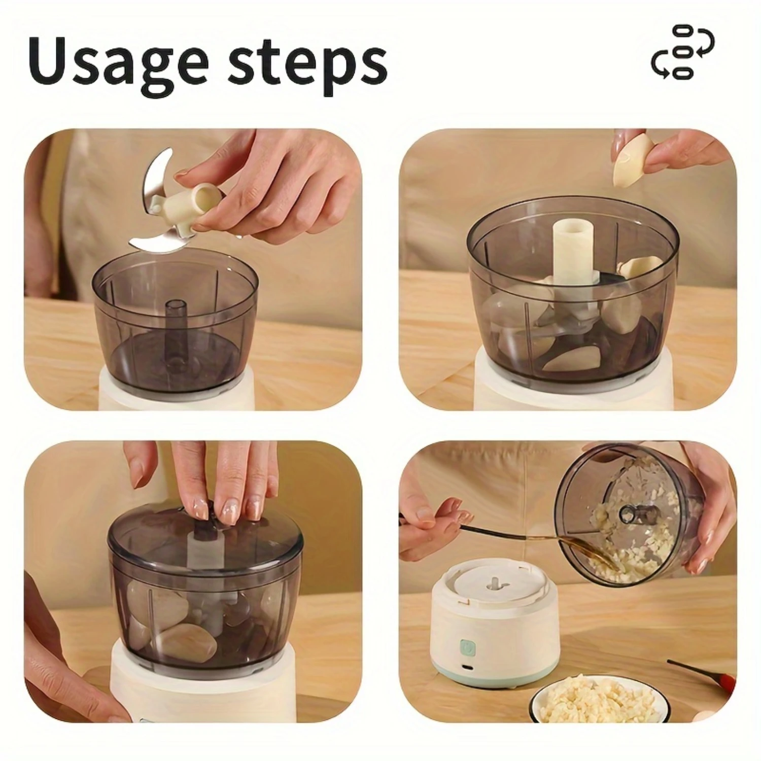 Multifunctional Food Processor - Cordless  Meat & Vegetable Grinder, Chopper, Meat Grinder, Dicer - Portable Mini Food Machine