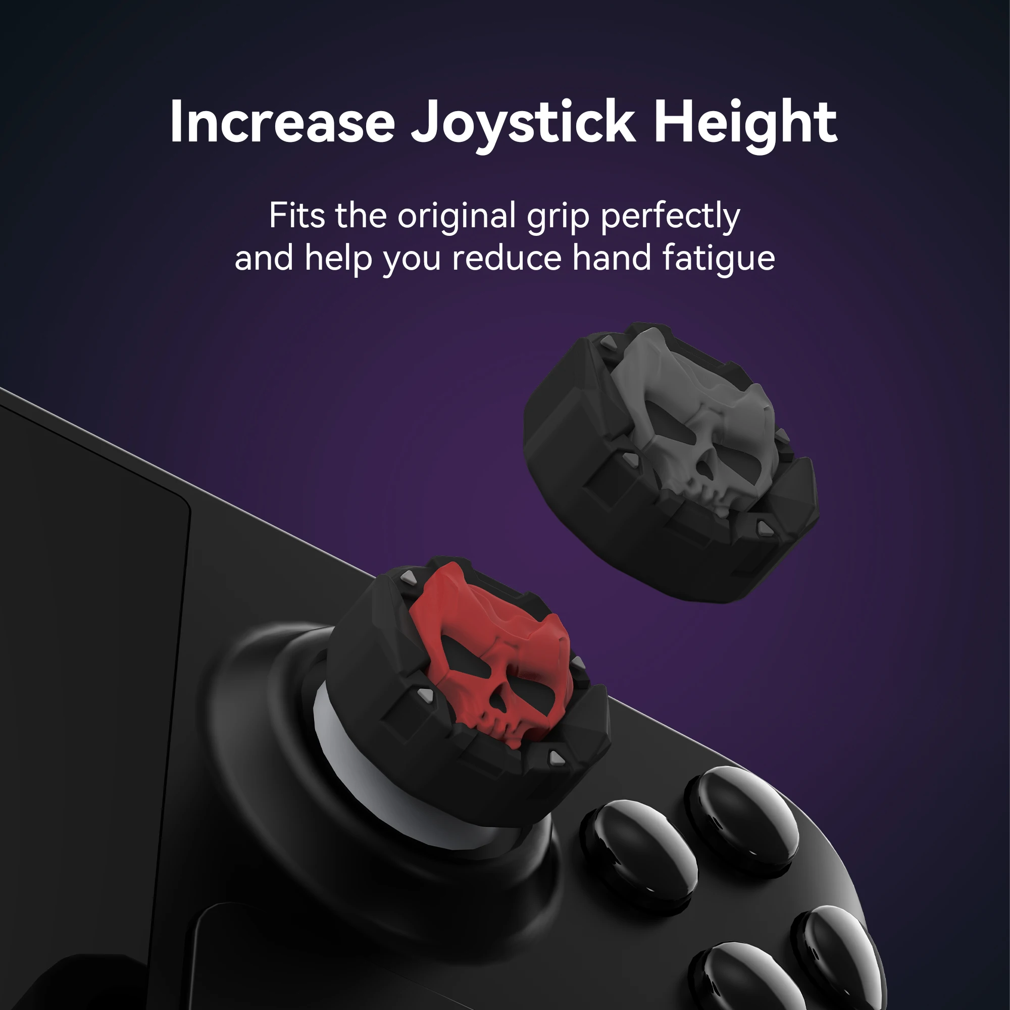 GeekShare Thumb Grip Caps for Steam Deck Black and Red Deck Skull Joystick Cover Anti-Slip Thumbstick Caps Silicone 4pcs