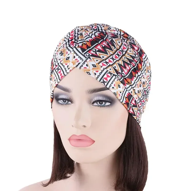 المرأة المسلمة السرطان الكيماوي قبعة مطبوعة فقدان الشعر غطاء الرأس عمامة بونيه قبعة الهند قبعة مطوي بيني Skullies الإسلام العربي