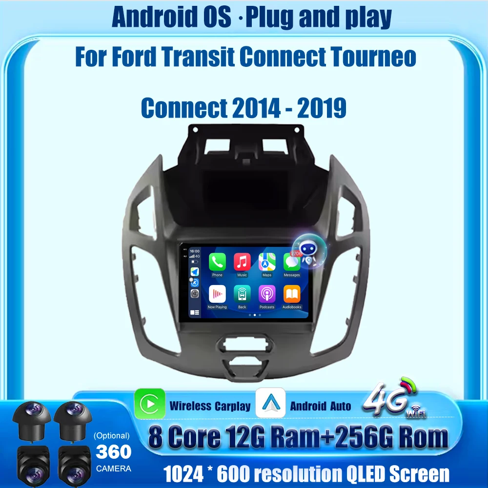 Android 16 Auto Carplay For Ford Transit Connect Tourneo Connect 2014 2015 - 2019 Car Radio Multimedia Video Player GPS DSP 7''