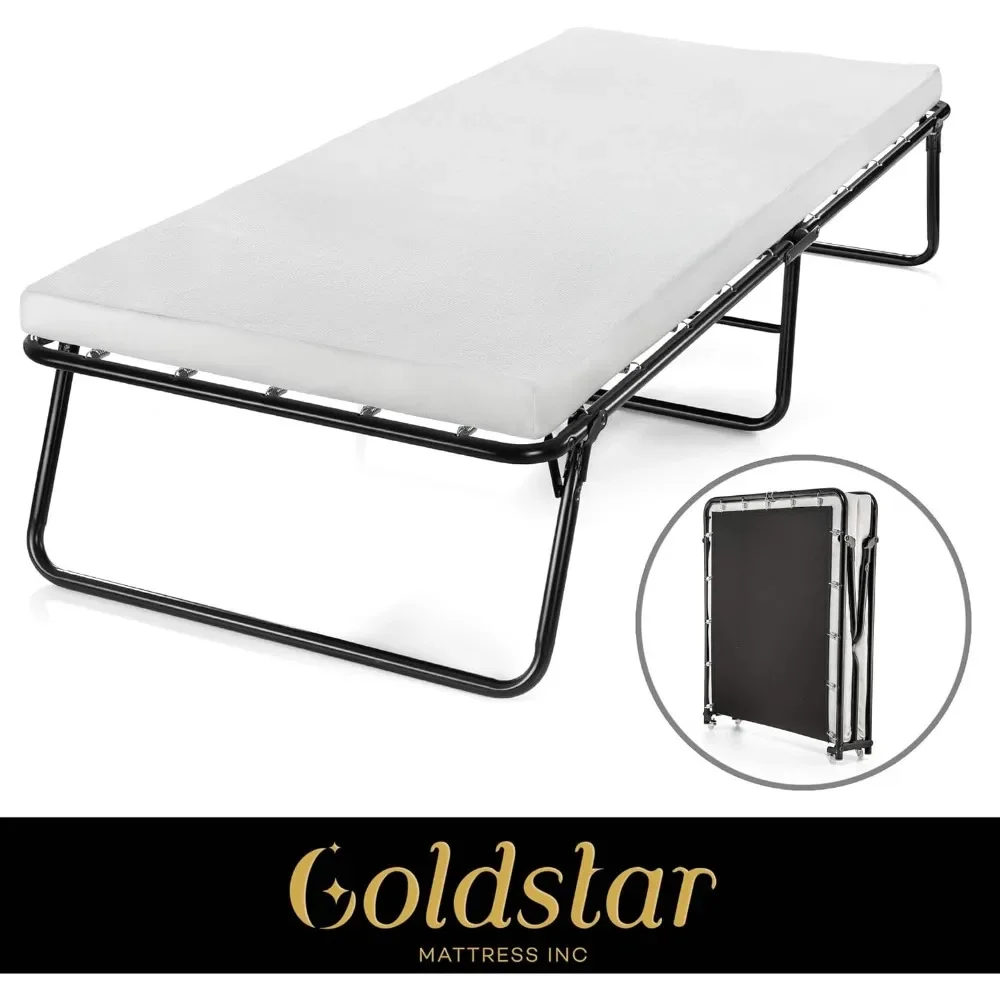 Rollaway Folding Guest Bed with 3-Inch Memory Foam Mattress – Ultra Soft and Comfy Folding Bed – Easy Storage Rolling Cot