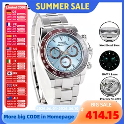 Sugess Diving Mens Watch Panda Automatic Mechanical Chronograph Peacock SL4801 Movement Wristwatch Waterproof Ceramic Bezel New
