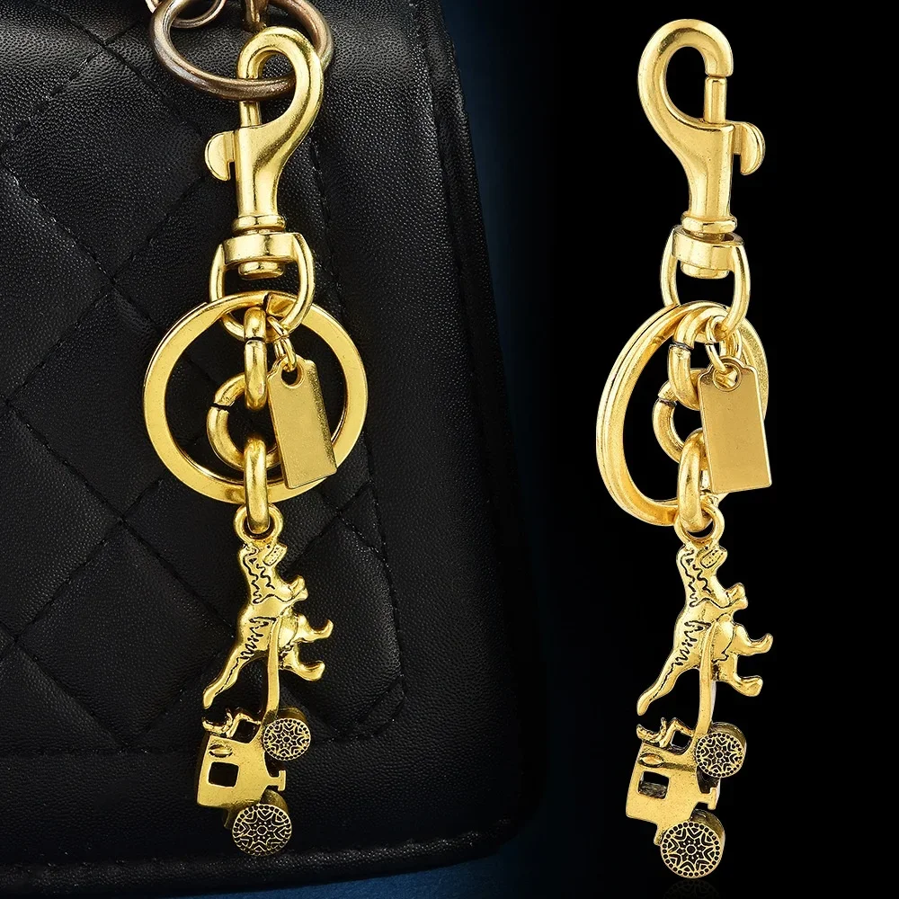 Dinosaur Keychain Gold Silver Metal Bag Charm Lobster Clasp Key Ring Purse Pendant Backpack Accessory Gift For Dinosaur Lovers