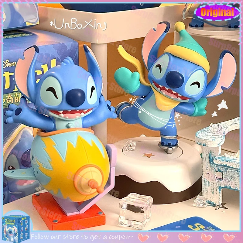 

New Original Stitch Kawaii Moving Fun Series Blind Box Doll Trendy Desktop Articulated Toy Action Figure Gift collection Girls