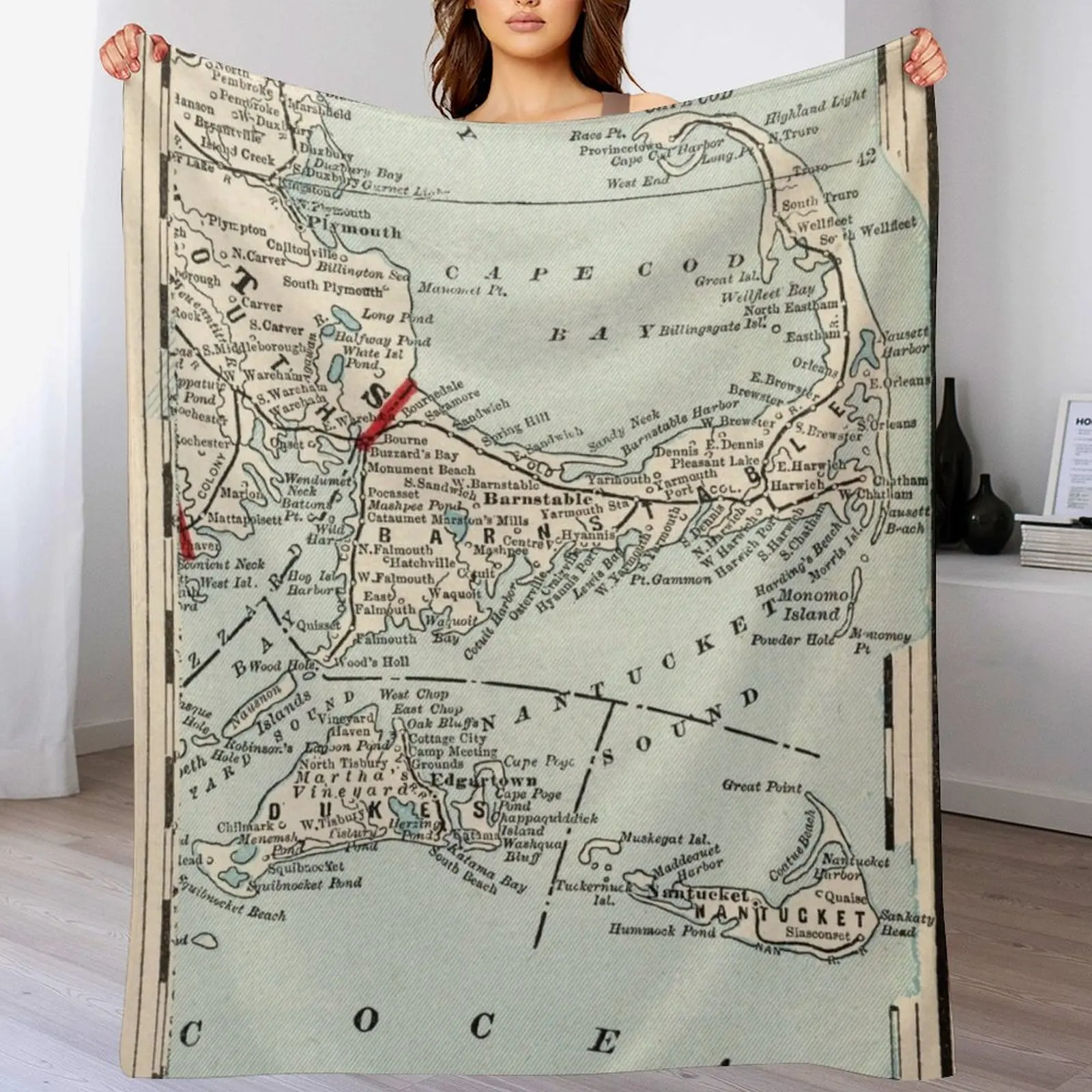 

Vintage Cape Cod Map (1893) Throw Blanket Blankets For Baby Plaid Shaggy Blankets